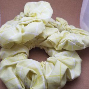 Yellow Checked Handmade Scrunchie